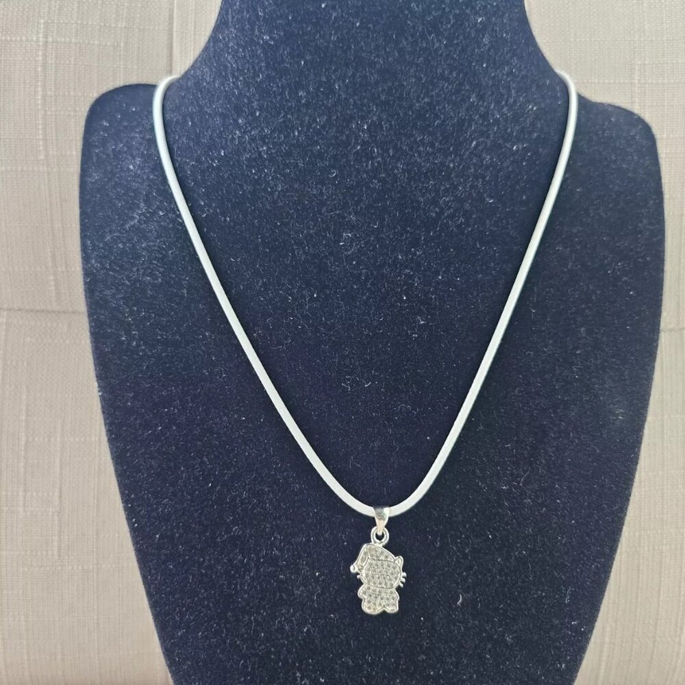 Women Necklace Silver Tone Crystals Accent Kitty Pendant Fashion Jewelry - Picture 8 of 9